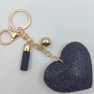Black Heart Bag Charm, Key Ring